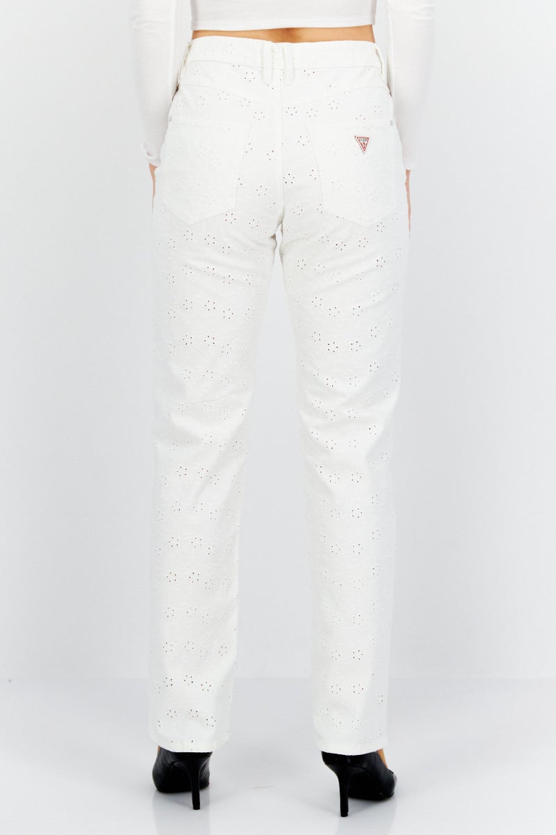 GUESS Women Skinny Fit Non-Stretchable Pants, White - Image 2